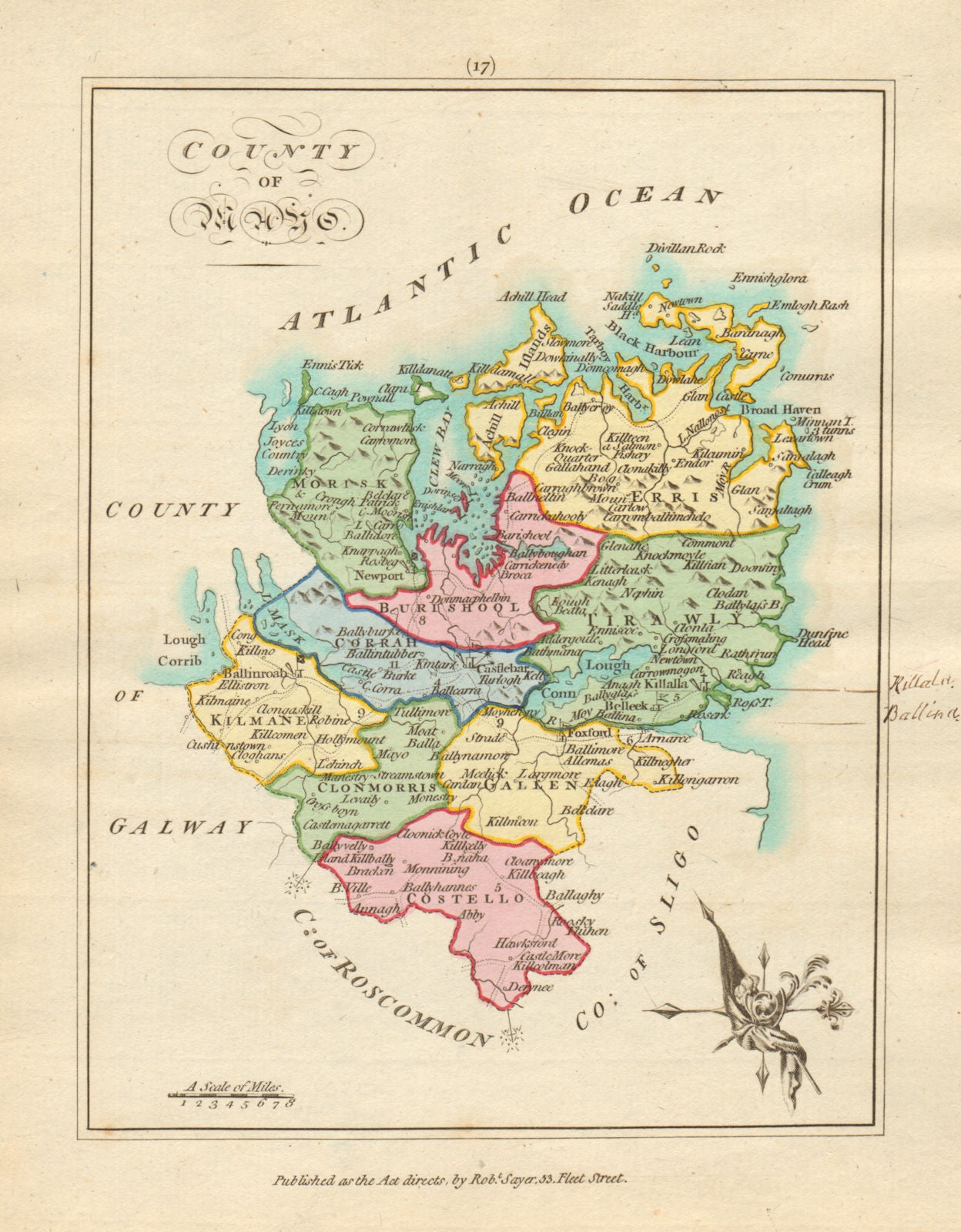 County of Mayo, Connaught. Antique copperplate map by Scalé / Sayer 1788